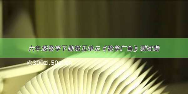 六年级数学下册第五单元《数学广角》测试题