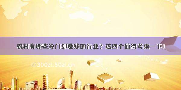 农村有哪些冷门却赚钱的行业？这四个值得考虑一下！