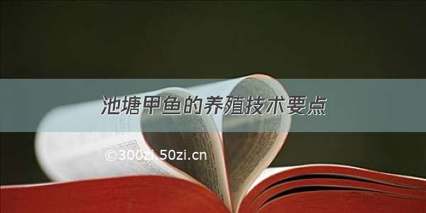 池塘甲鱼的养殖技术要点