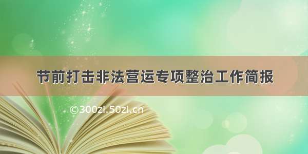 节前打击非法营运专项整治工作简报