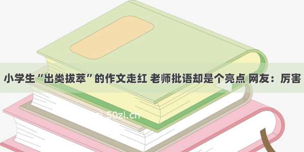 小学生“出类拔萃”的作文走红 老师批语却是个亮点 网友：厉害