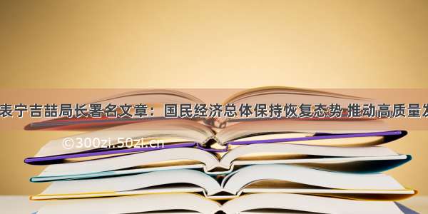 《求是》发表宁吉喆局长署名文章：国民经济总体保持恢复态势 推动高质量发展取得新进