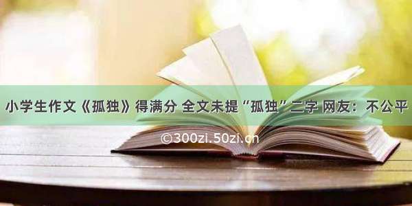 小学生作文《孤独》得满分 全文未提“孤独”二字 网友：不公平