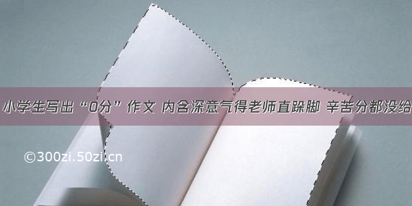 小学生写出“0分”作文 内含深意气得老师直跺脚 辛苦分都没给