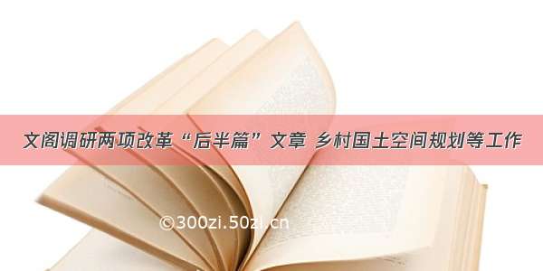 文阁调研两项改革“后半篇”文章 乡村国土空间规划等工作