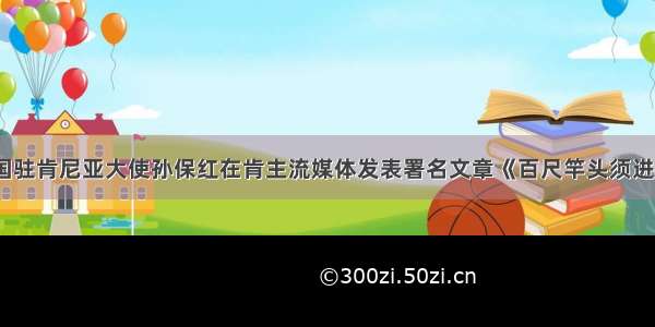 中国驻肯尼亚大使孙保红在肯主流媒体发表署名文章《百尺竿头须进步》