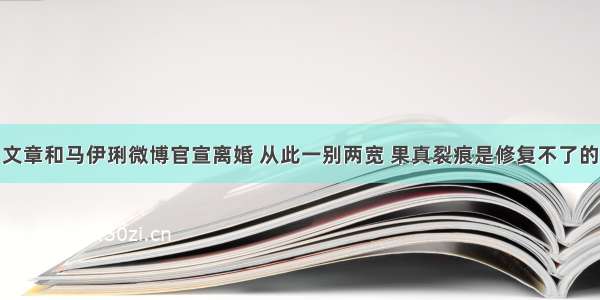 文章和马伊琍微博官宣离婚 从此一别两宽 果真裂痕是修复不了的