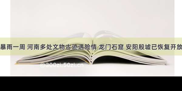 暴雨一周 河南多处文物古迹遇险情 龙门石窟 安阳殷墟已恢复开放