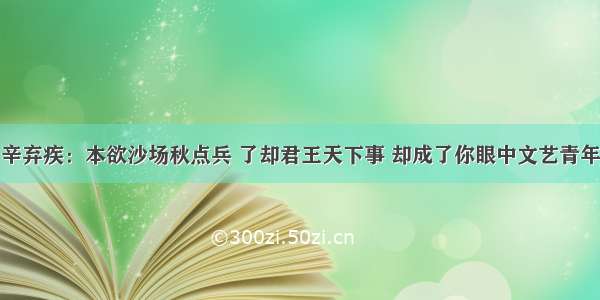 辛弃疾：本欲沙场秋点兵 了却君王天下事 却成了你眼中文艺青年