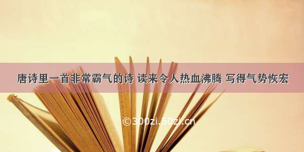 唐诗里一首非常霸气的诗 读来令人热血沸腾 写得气势恢宏