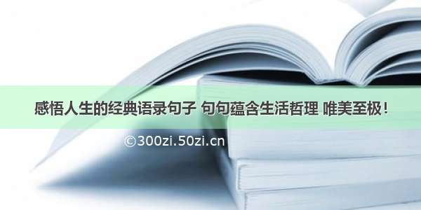 感悟人生的经典语录句子 句句蕴含生活哲理 唯美至极！