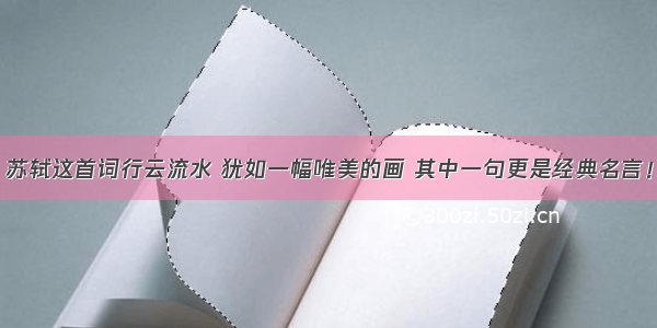 苏轼这首词行云流水 犹如一幅唯美的画 其中一句更是经典名言！