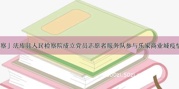 「法库检察」法库县人民检察院成立党员志愿者服务队参与乐家商业城疫情防控工作