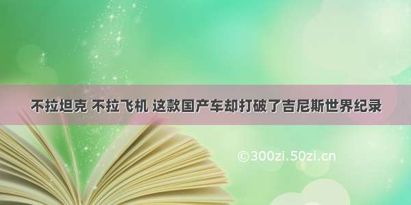 不拉坦克 不拉飞机 这款国产车却打破了吉尼斯世界纪录