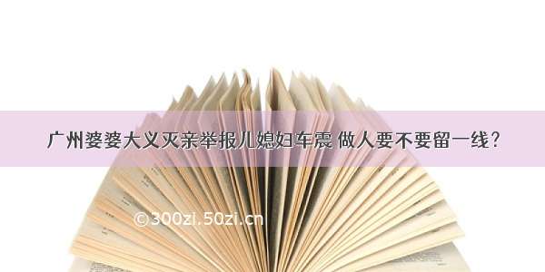 广州婆婆大义灭亲举报儿媳妇车震 做人要不要留一线？