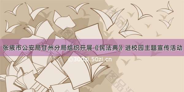 张掖市公安局甘州分局组织开展《民法典》进校园主题宣传活动