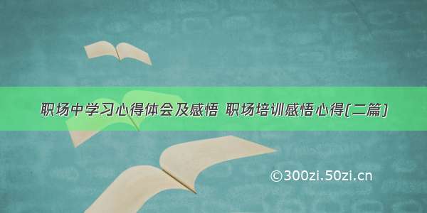 职场中学习心得体会及感悟 职场培训感悟心得(二篇)