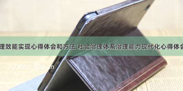 社会治理效能实现心得体会和方法 社会治理体系治理能力现代化心得体会(三篇)