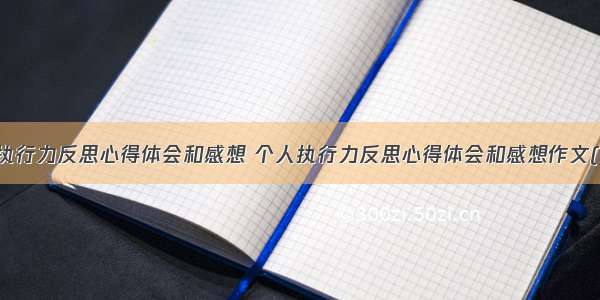 个人执行力反思心得体会和感想 个人执行力反思心得体会和感想作文(五篇)