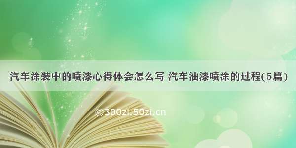 汽车涂装中的喷漆心得体会怎么写 汽车油漆喷涂的过程(5篇)