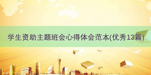 学生资助主题班会心得体会范本(优秀13篇)