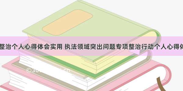 执法专项整治个人心得体会实用 执法领域突出问题专项整治行动个人心得体会(六篇)