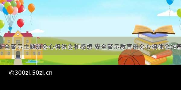 安全警示主题班会心得体会和感想 安全警示教育班会心得体会(4篇)