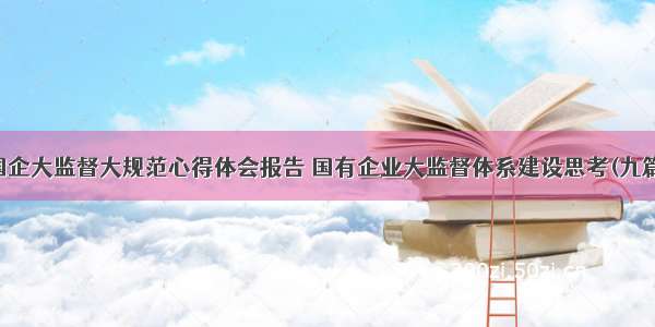 国企大监督大规范心得体会报告 国有企业大监督体系建设思考(九篇)