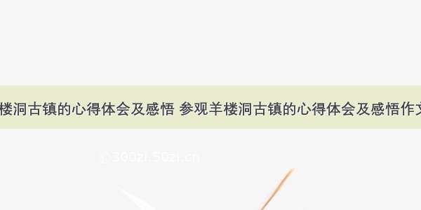 参观羊楼洞古镇的心得体会及感悟 参观羊楼洞古镇的心得体会及感悟作文(五篇)