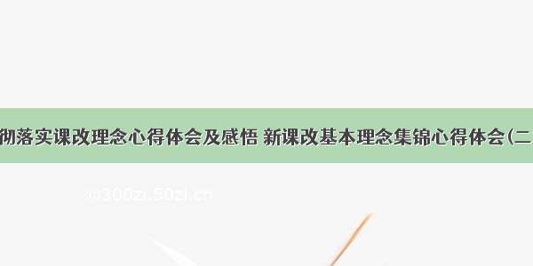 贯彻落实课改理念心得体会及感悟 新课改基本理念集锦心得体会(二篇)