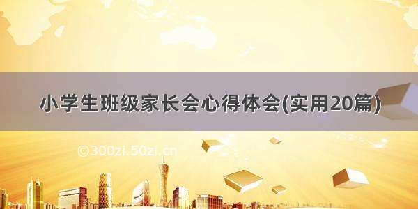 小学生班级家长会心得体会(实用20篇)