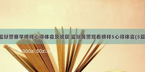 监狱警察学榜样心得体会及收获 监狱民警观看榜样5心得体会(5篇)