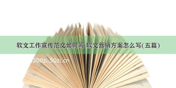 软文工作宣传范文如何写 软文营销方案怎么写(五篇)