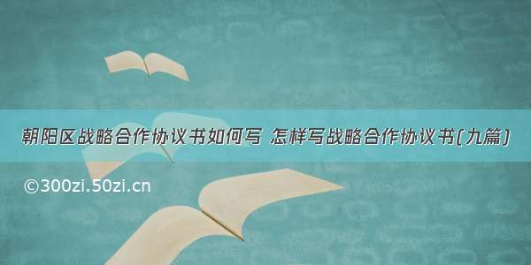 朝阳区战略合作协议书如何写 怎样写战略合作协议书(九篇)