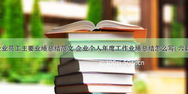 企业员工主要业绩总结范文 企业个人年度工作业绩总结怎么写(六篇)