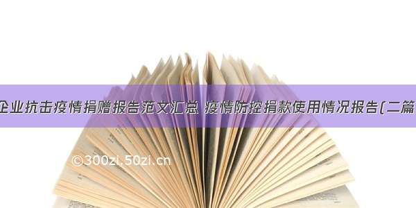 企业抗击疫情捐赠报告范文汇总 疫情防控捐款使用情况报告(二篇)