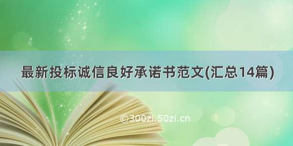 最新投标诚信良好承诺书范文(汇总14篇)