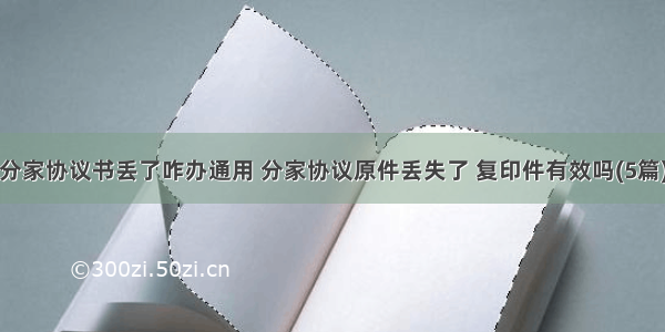 分家协议书丢了咋办通用 分家协议原件丢失了 复印件有效吗(5篇)