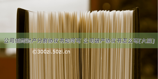 公司倒闭财产分割协议书如何写 公司破产协议书怎么写(六篇)