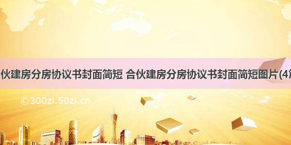 合伙建房分房协议书封面简短 合伙建房分房协议书封面简短图片(4篇)