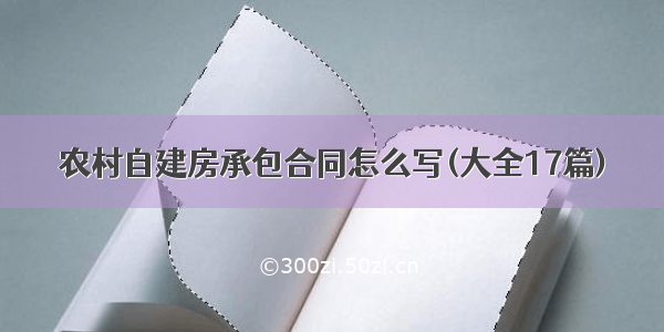 农村自建房承包合同怎么写(大全17篇)