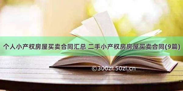 个人小产权房屋买卖合同汇总 二手小产权房房屋买卖合同(9篇)