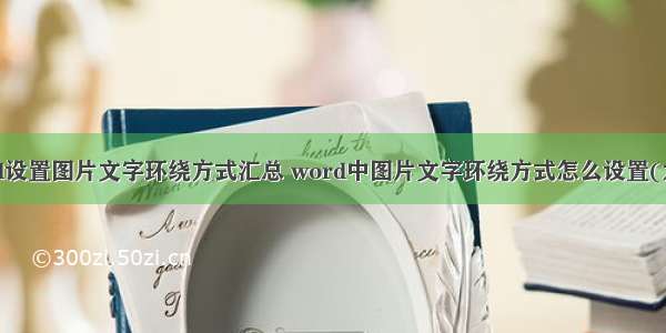 word设置图片文字环绕方式汇总 word中图片文字环绕方式怎么设置(六篇)