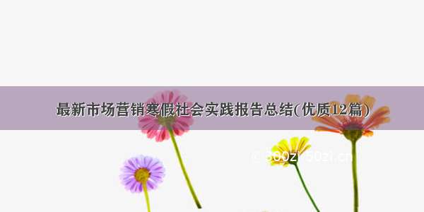 最新市场营销寒假社会实践报告总结(优质12篇)