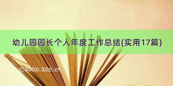 幼儿园园长个人年度工作总结(实用17篇)