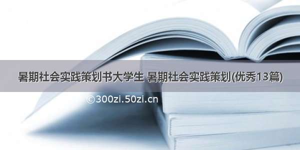 暑期社会实践策划书大学生 暑期社会实践策划(优秀13篇)