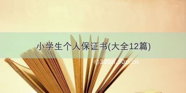 小学生个人保证书(大全12篇)