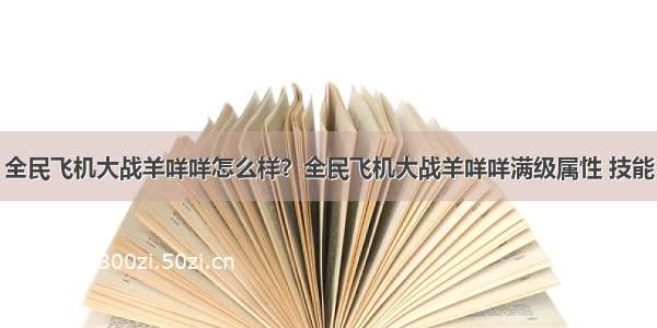 全民飞机大战羊咩咩怎么样？全民飞机大战羊咩咩满级属性 技能