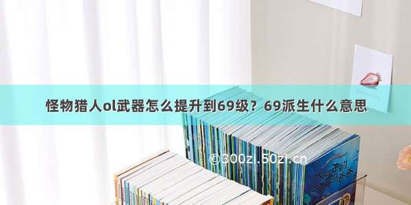 怪物猎人ol武器怎么提升到69级？69派生什么意思