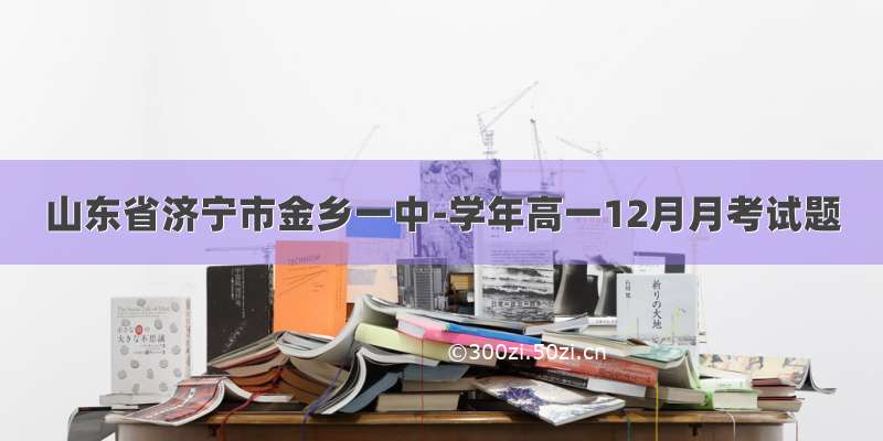 山东省济宁市金乡一中-学年高一12月月考试题